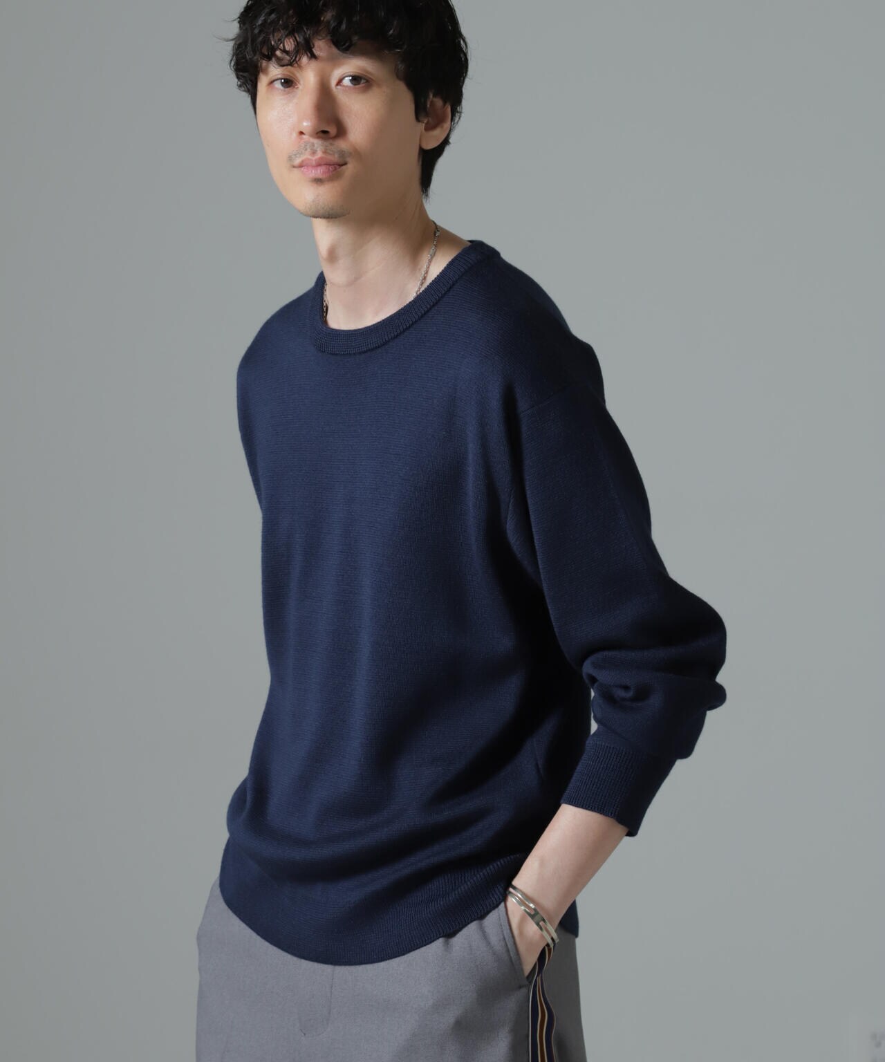 タスマニアミックス ミラノリブリラックスクルーネックニット 6724222211