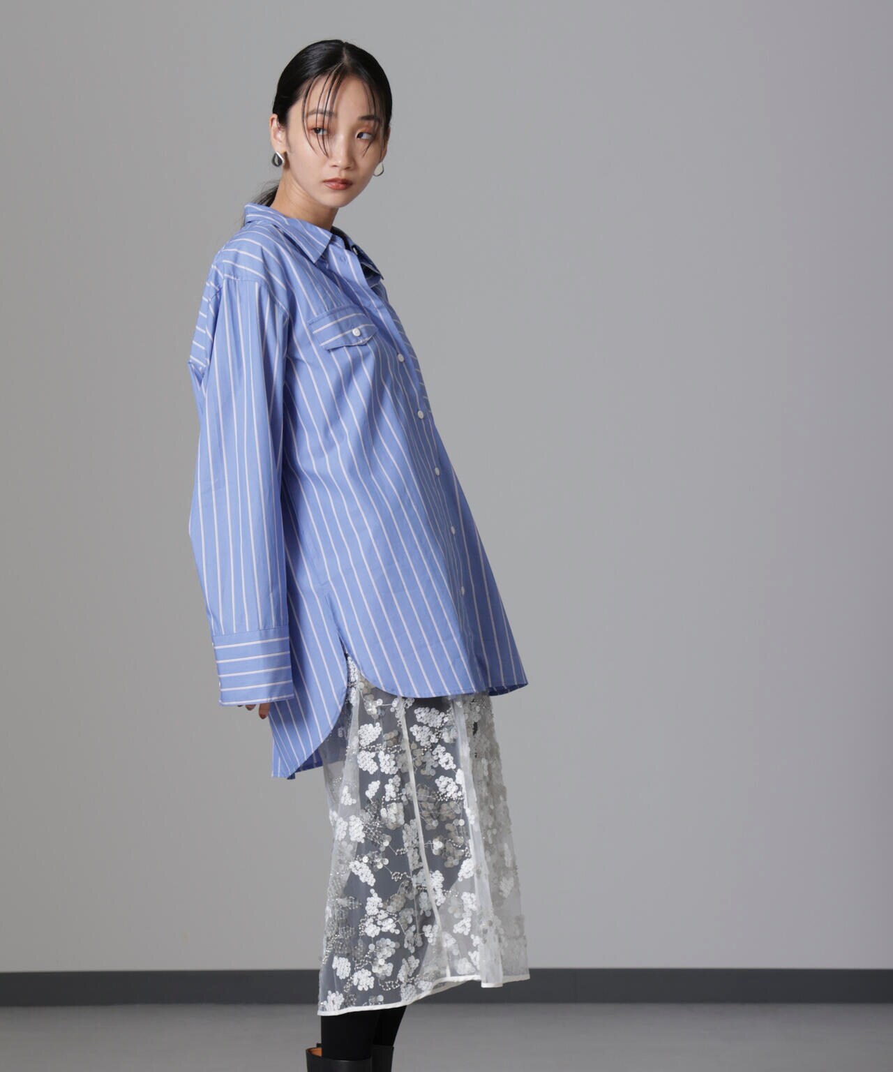 Baum und Pferdgarten/Striped Cotton Poplin シャツ 6714220012