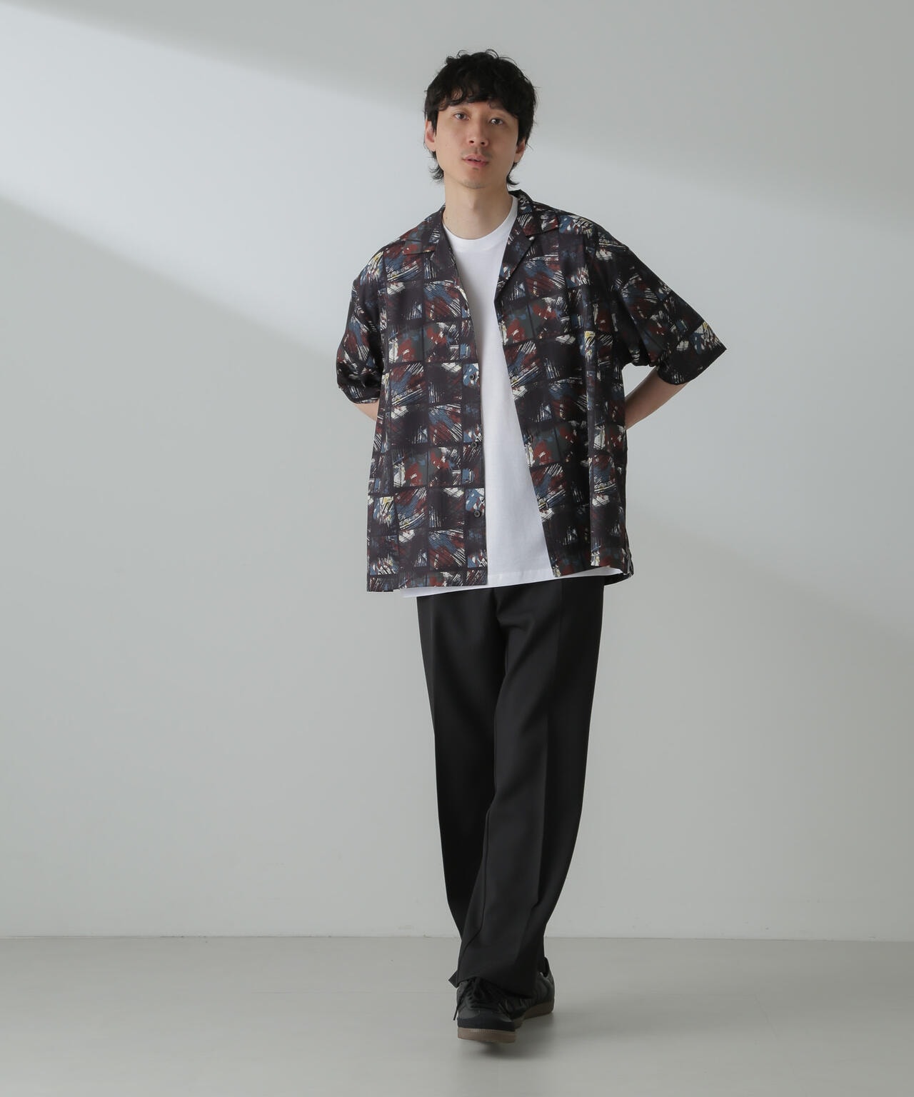 オリジナルパターンドレープシャツ 半袖 6724121211