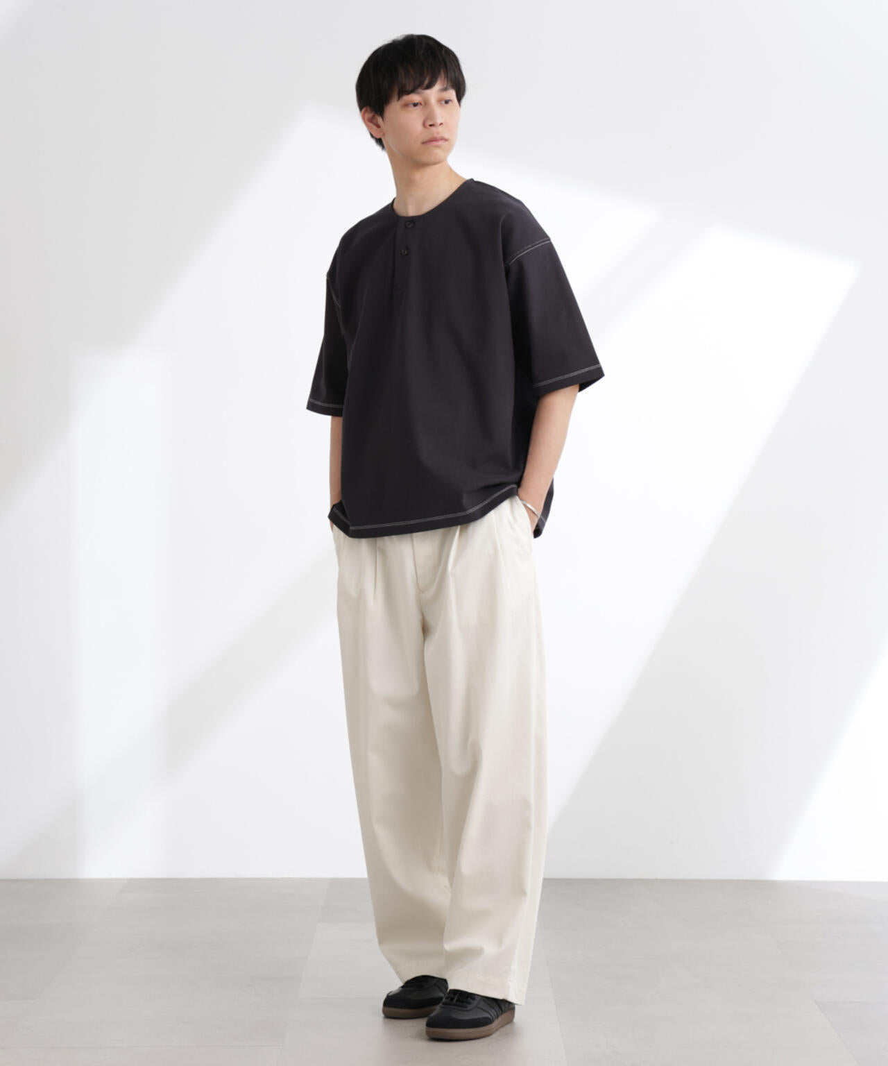 ヘビーオンスワイドヘンリーネックTシャツ 半袖 6725124227