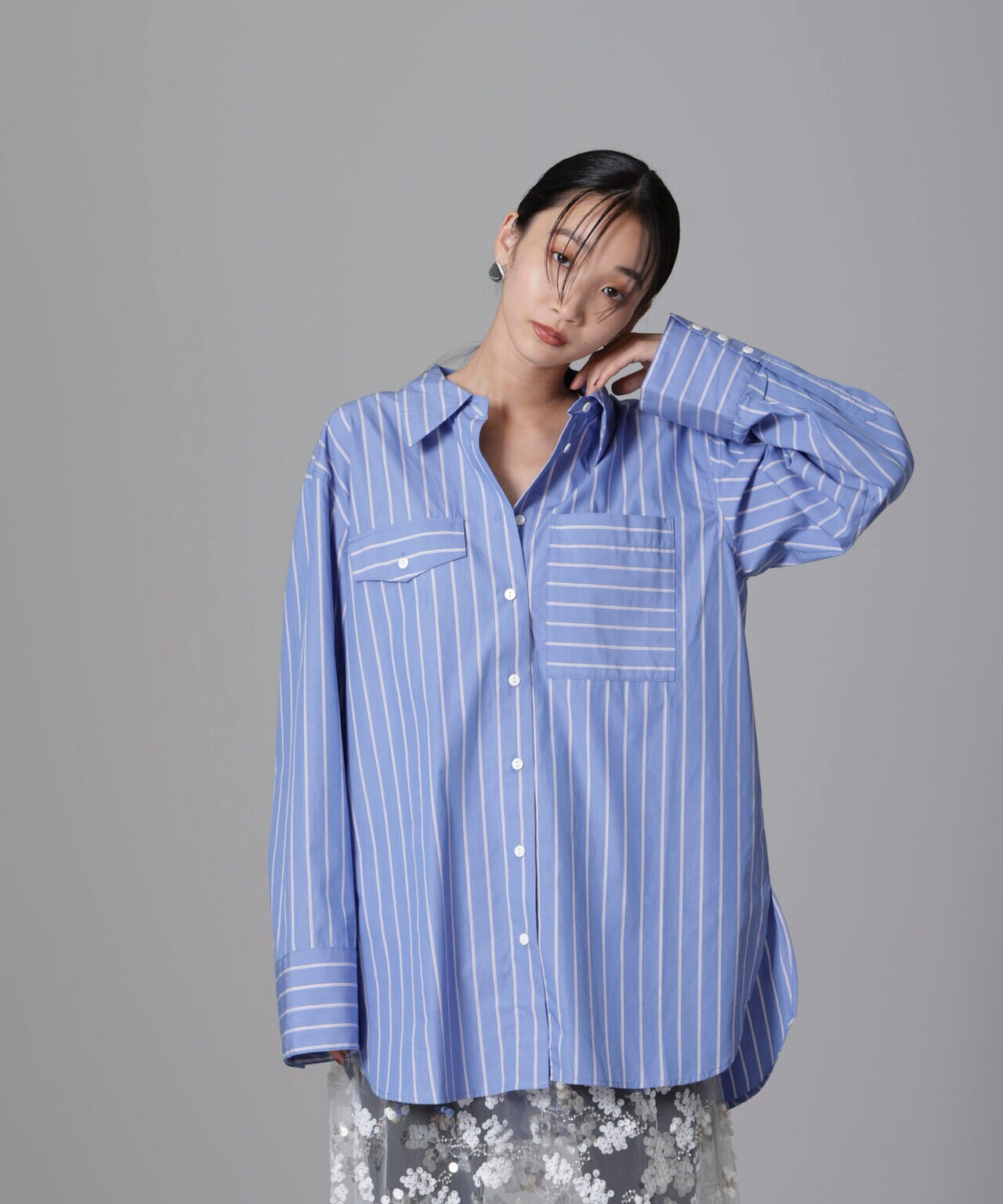 Baum und Pferdgarten/Striped Cotton Poplin シャツ 6714220012