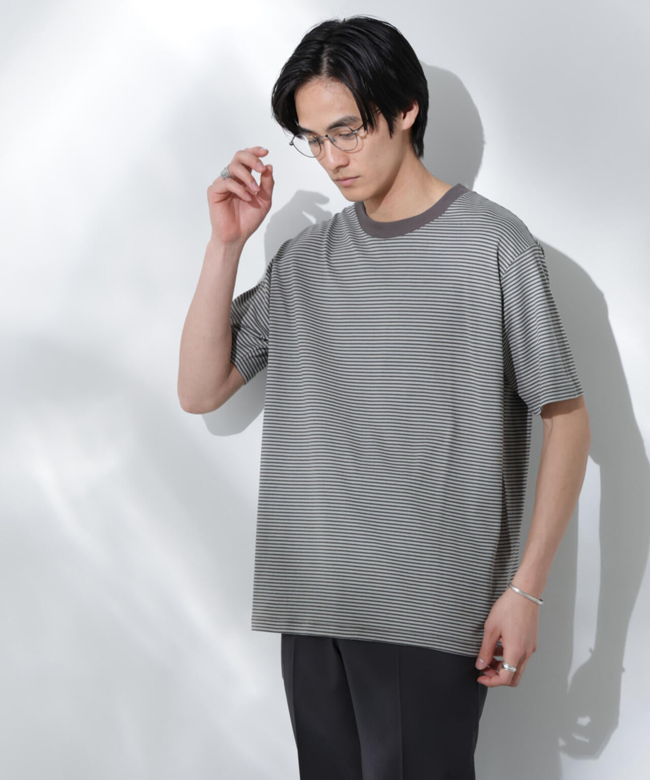 Anti Soaked(R) 汗染み防止 ボーダーミドルシルエットTシャツ 6685124205