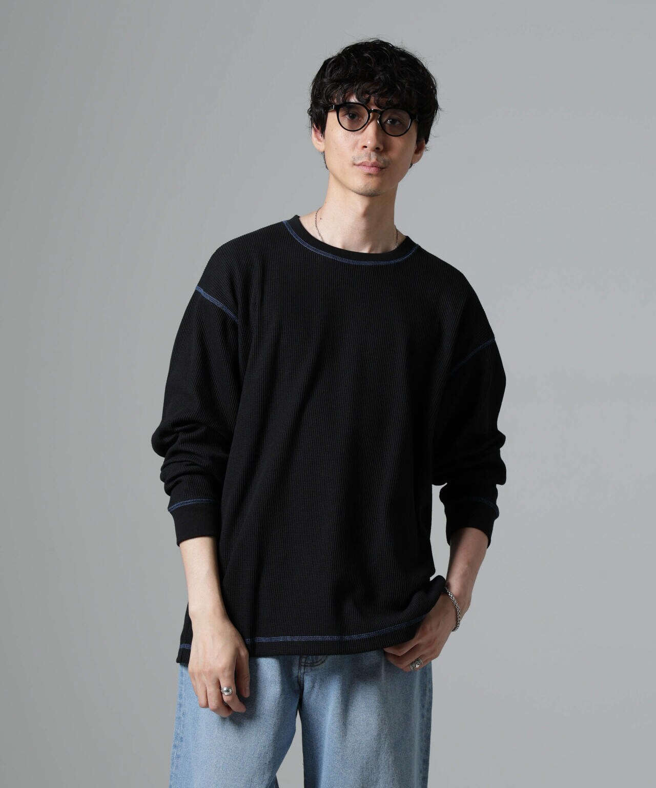ステッチワッフルTシャツ 長袖 6724223240