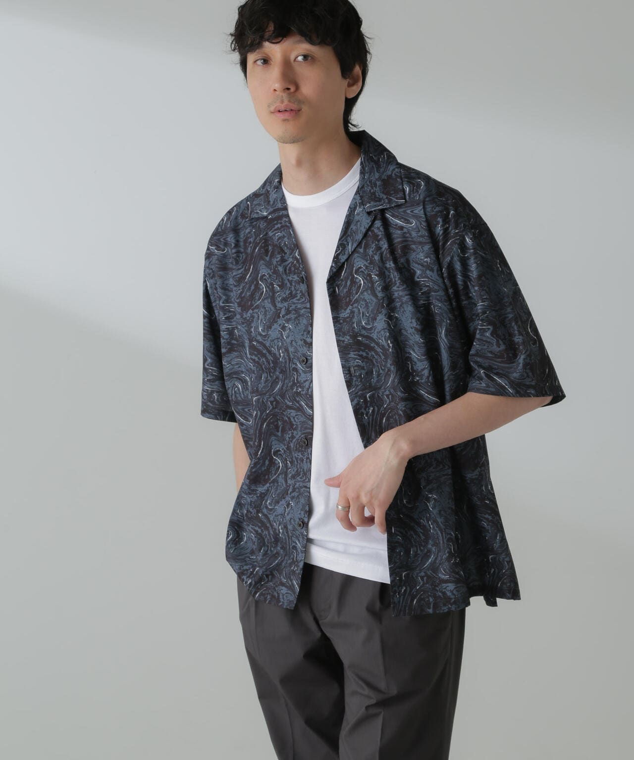 オリジナルパターンドレープシャツ 半袖 6724121211