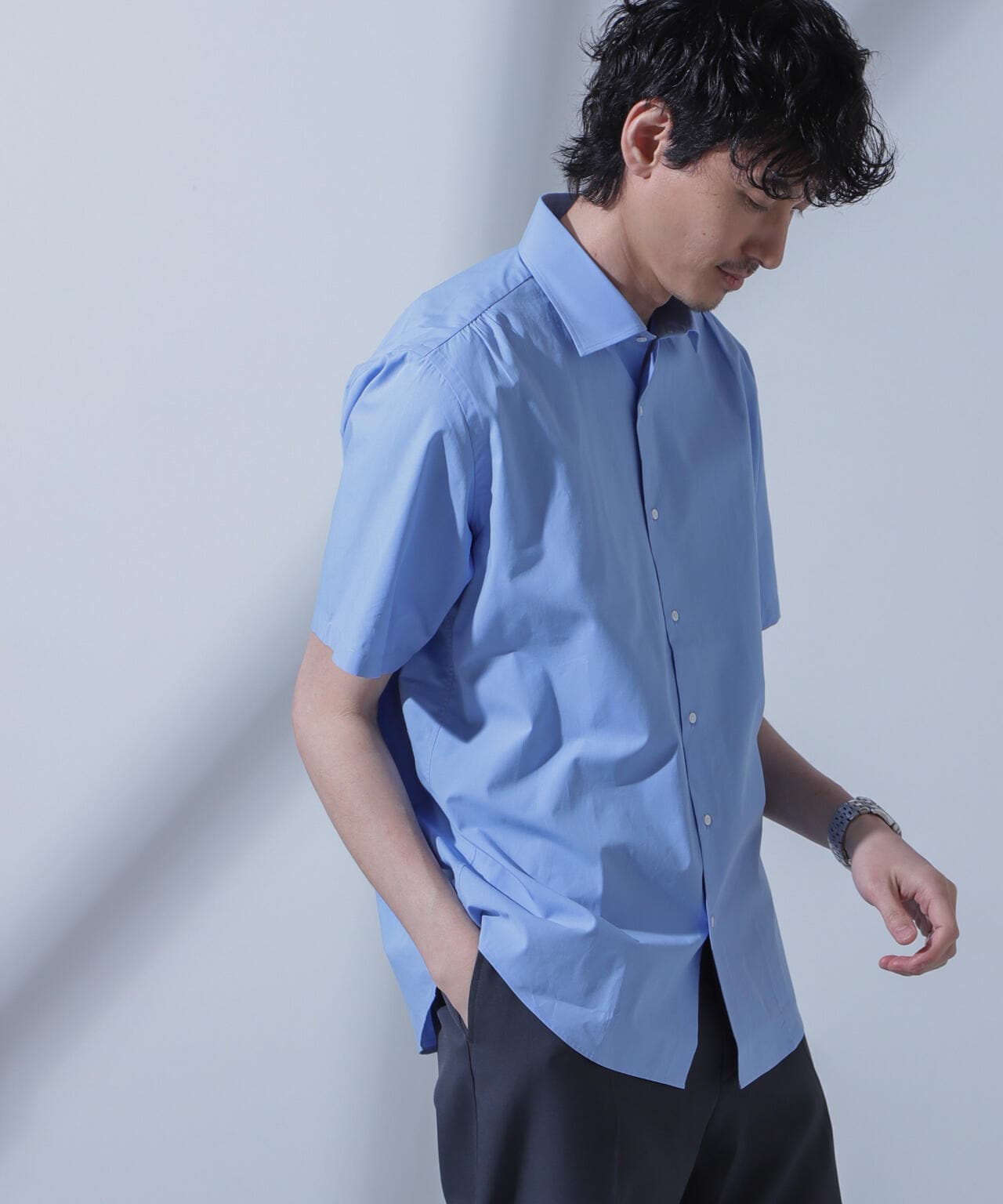 「N SHIRTS」AntiSoaked(R)汗染み防止セミワイドカラーシャツ半袖 6684121208