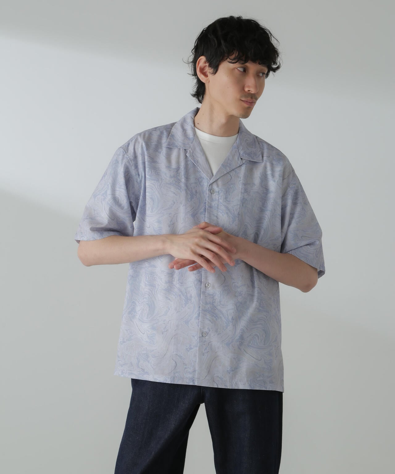 オリジナルパターンドレープシャツ 半袖 6724121211