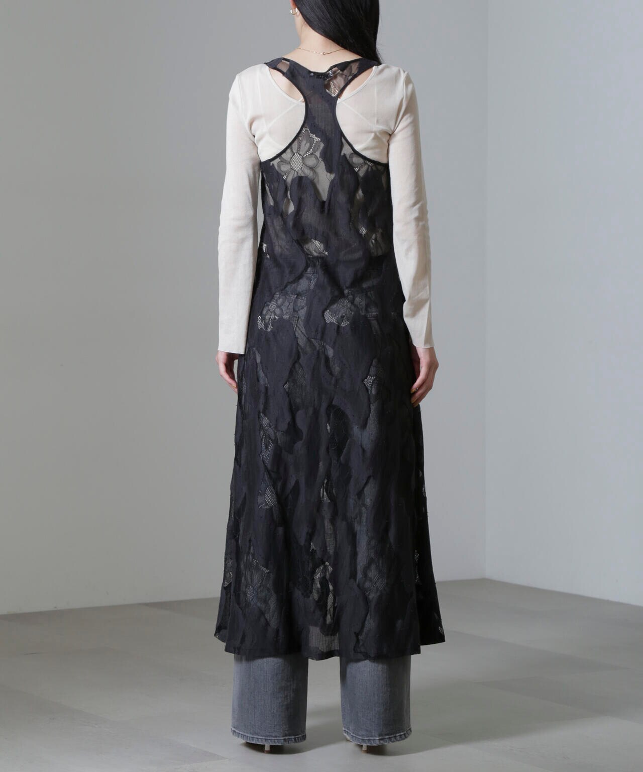 ESTHE/Sheer Lace Slip Dress 6714219022