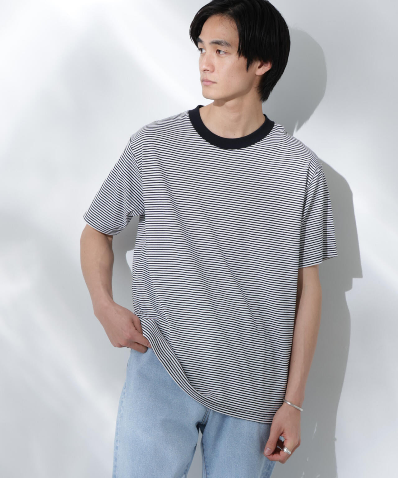 Anti Soaked(R) 汗染み防止 ボーダーミドルシルエットTシャツ 6685124205