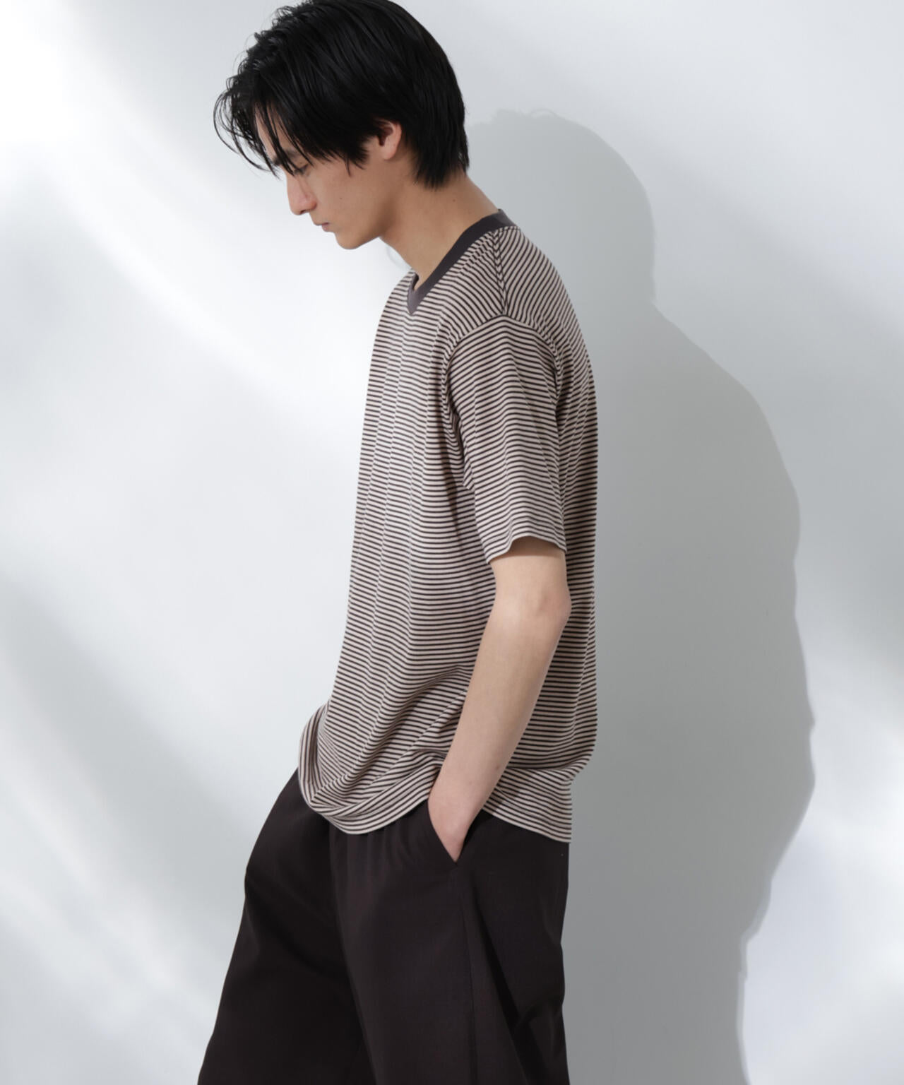 Anti Soaked(R) 汗染み防止 ボーダーミドルシルエットTシャツ 6685124205