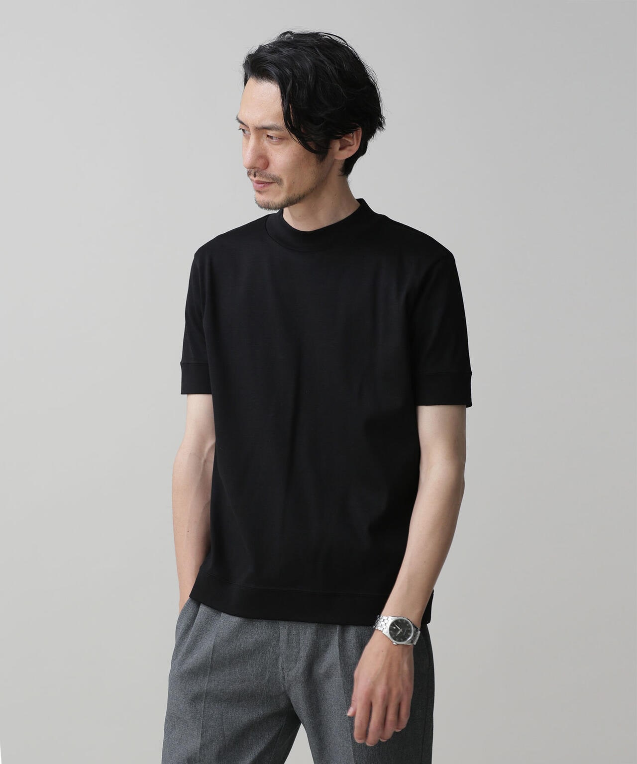 LB.03/「FORMAL JERSEY」モックネックカットソー半袖 6683124216