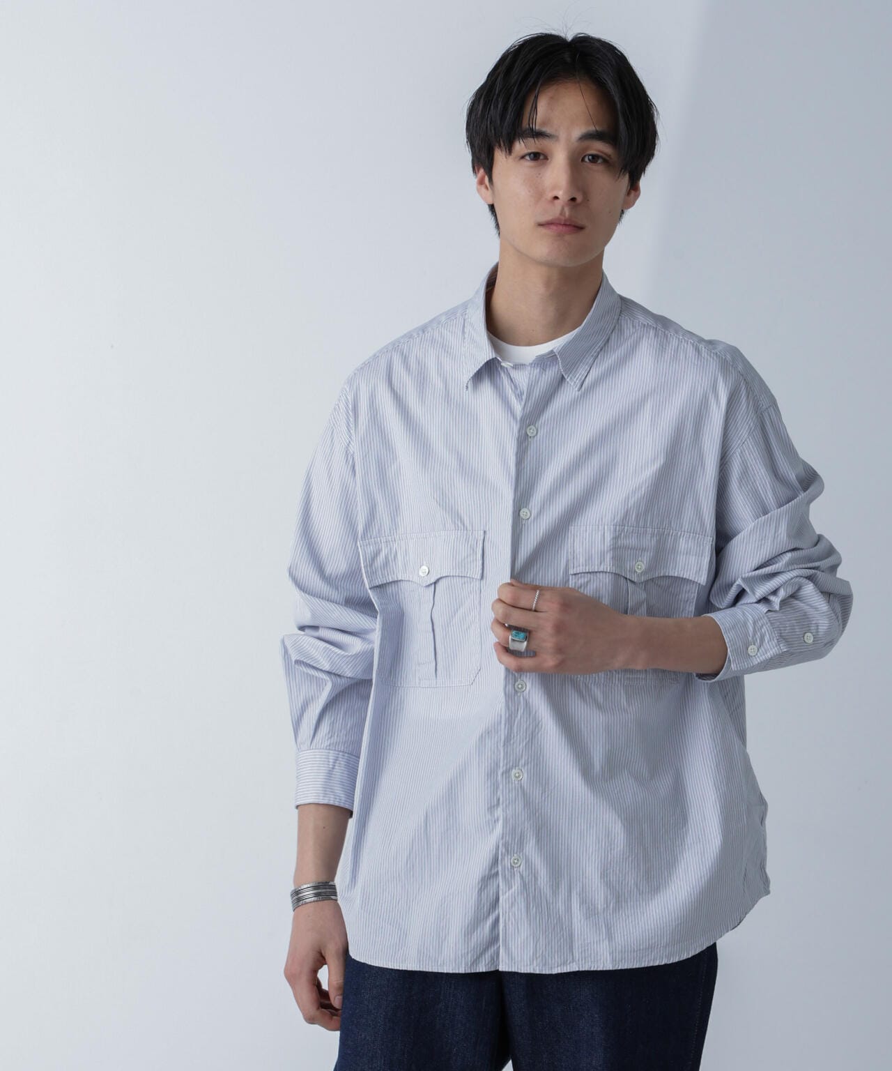 PORTER CLASSIC/ROLL UP STRIPE SHIRT 6704120089