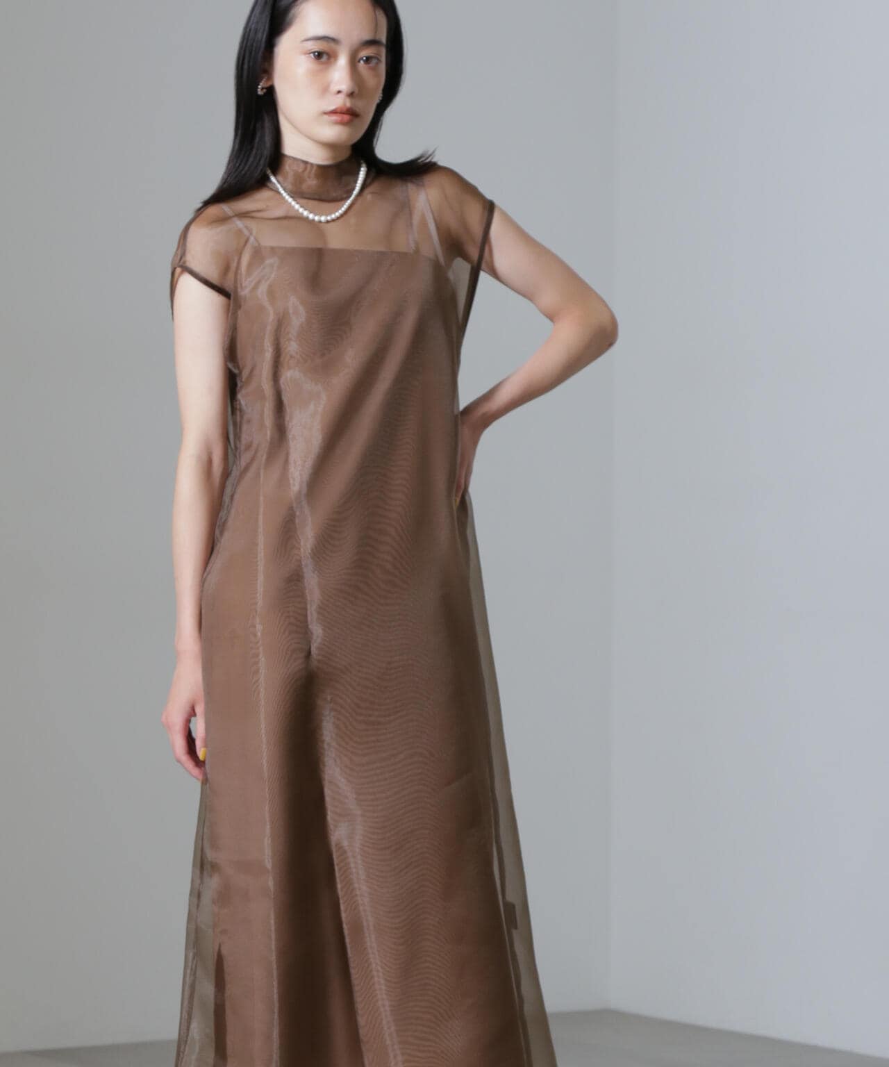 Kaene/アシメインナーオーガンジードレス 6714219025