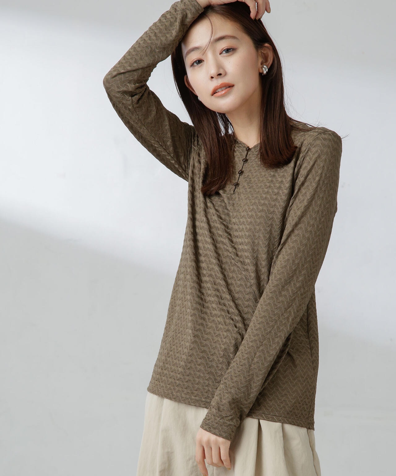 前後2wayシャーリングカットトップス 6734123305