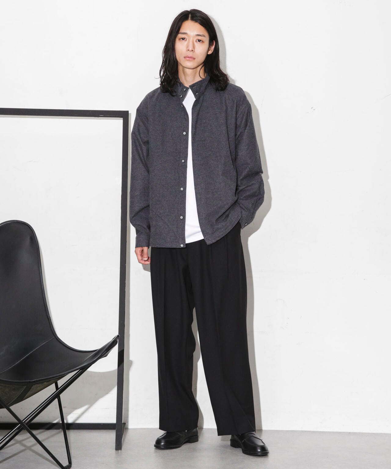 シャモアクロス スタンドカラーシャツ 6683220229