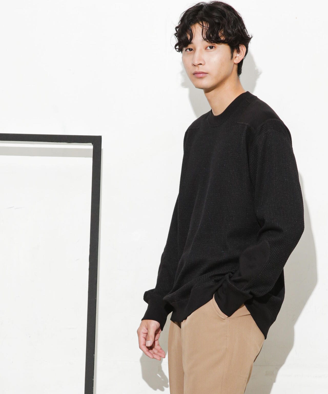 ワッフルリブパッチクルーネックTシャツ 6683223214