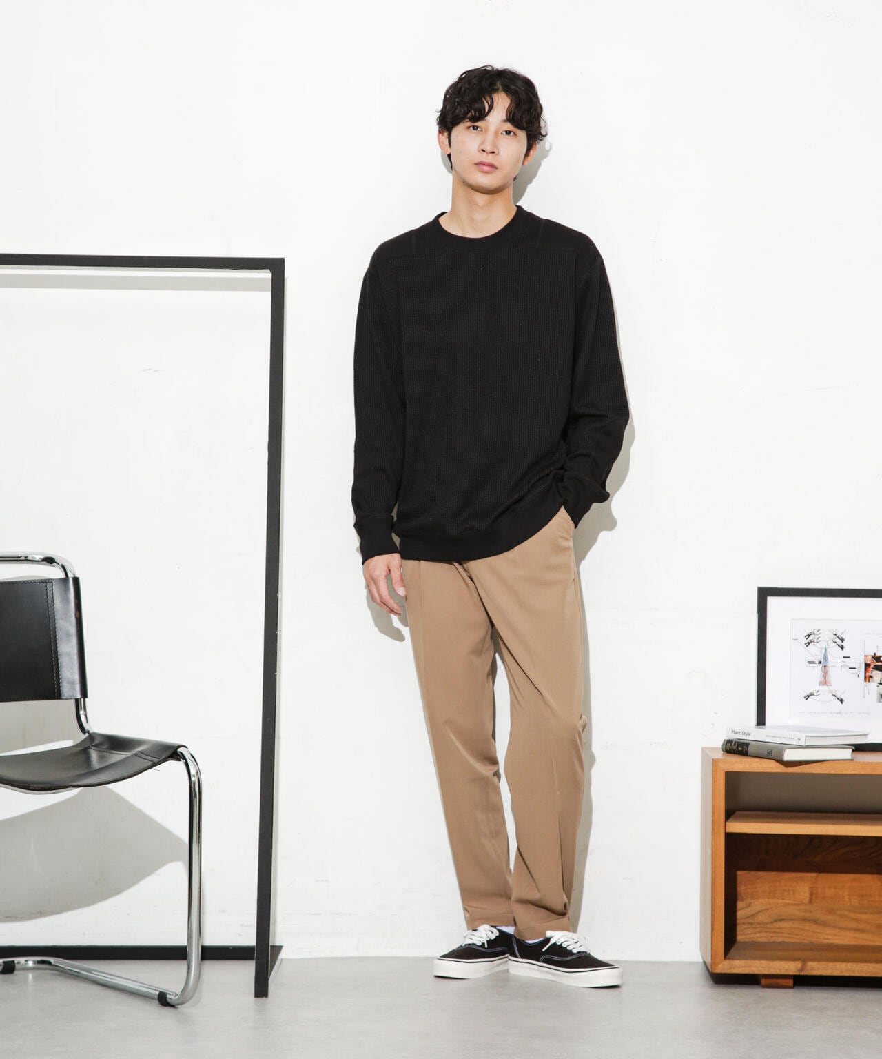 ワッフルリブパッチクルーネックTシャツ 6683223214