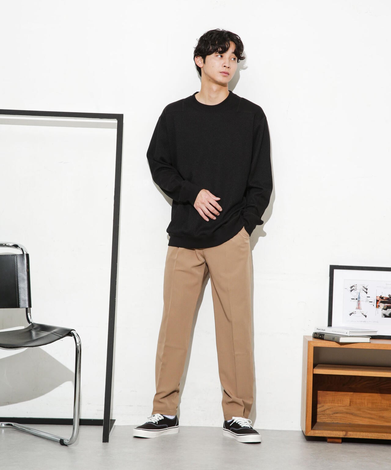 ワッフルリブパッチクルーネックTシャツ 6683223214