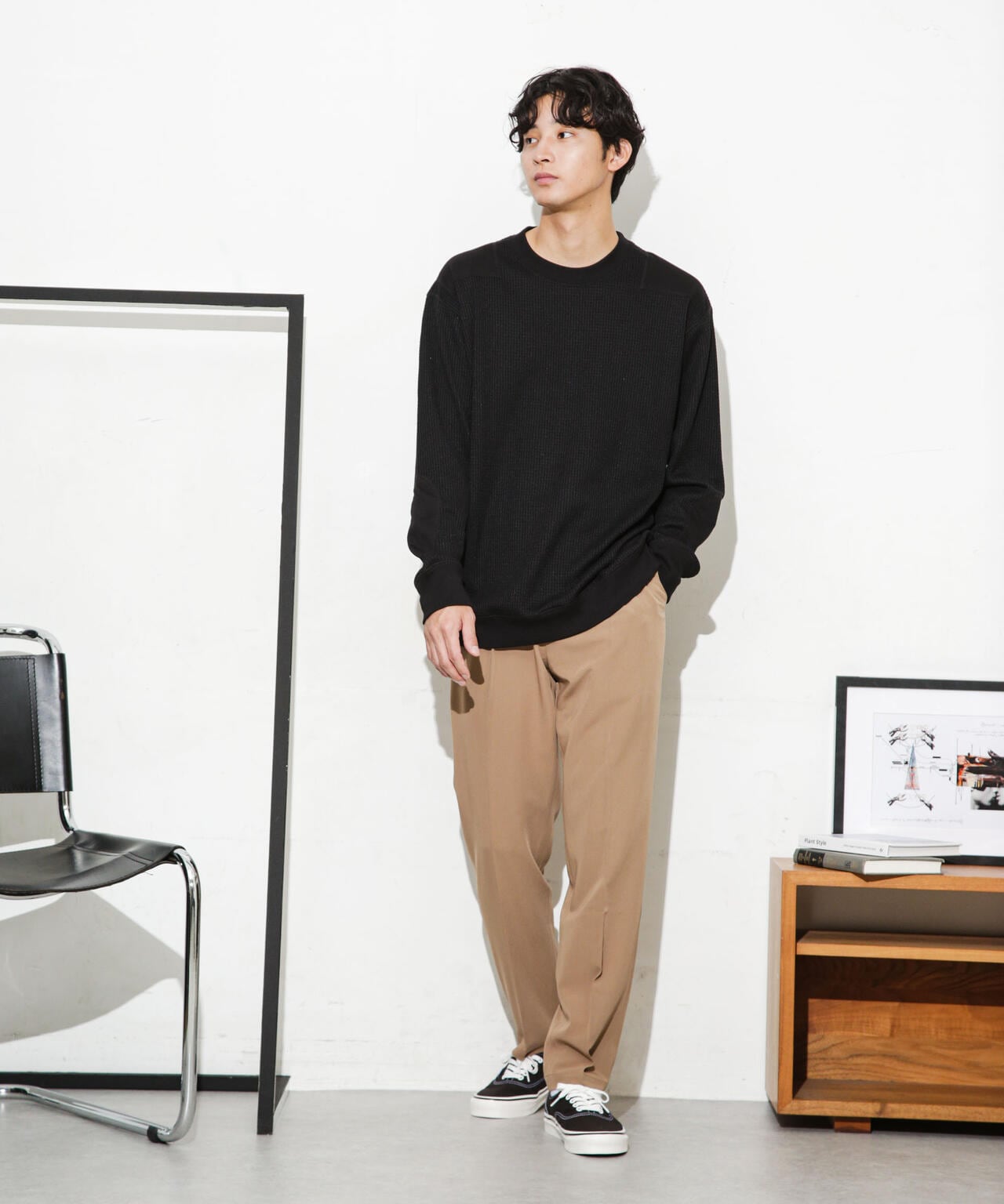 ワッフルリブパッチクルーネックTシャツ 6683223214