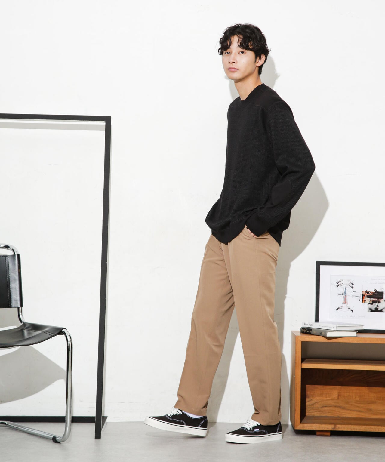ワッフルリブパッチクルーネックTシャツ 6683223214