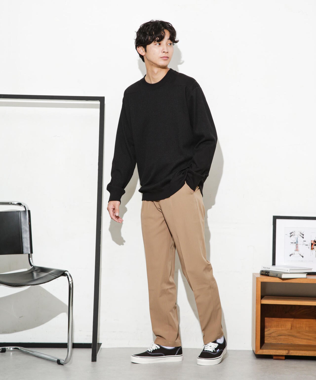 ワッフルリブパッチクルーネックTシャツ 6683223214