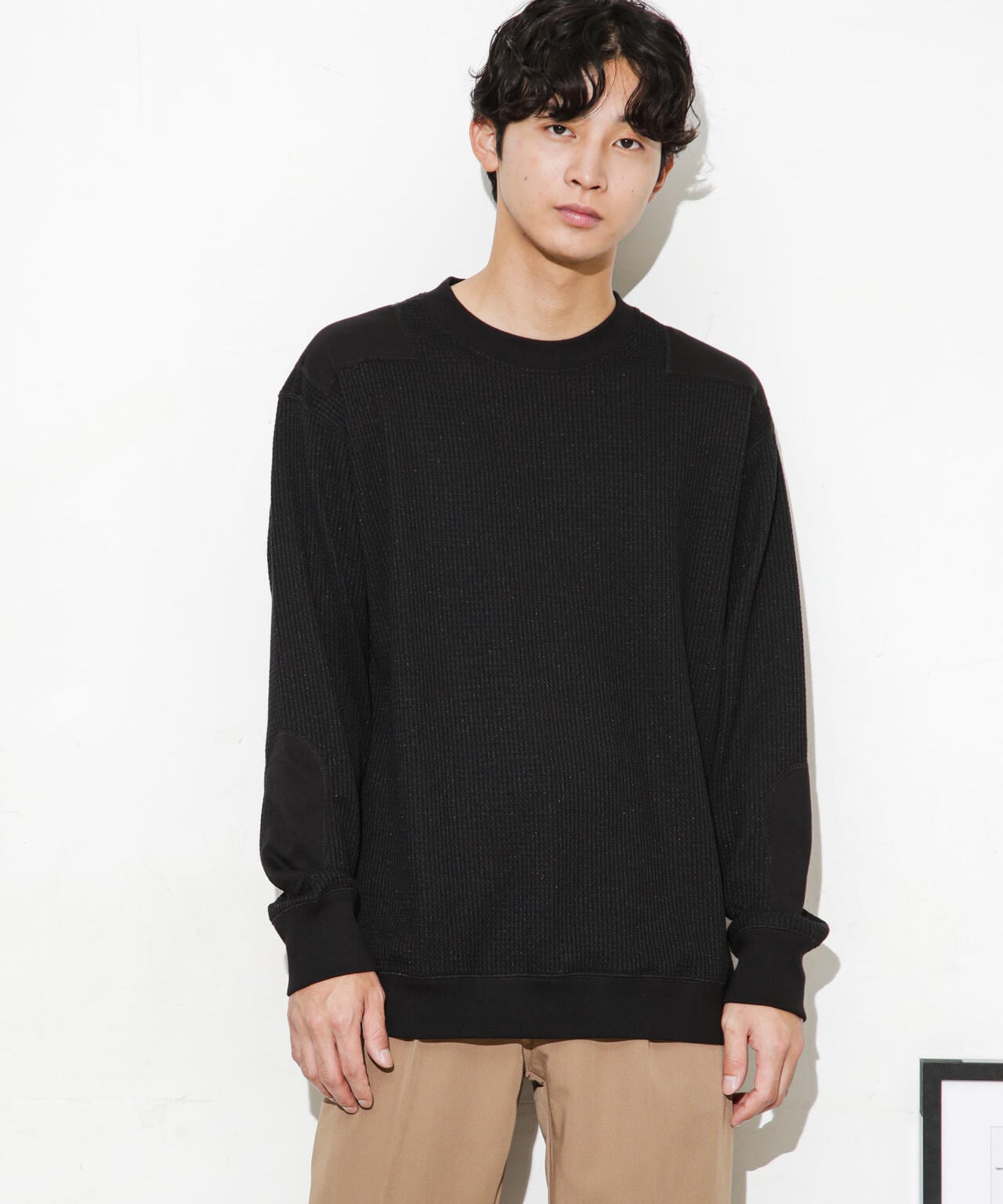 ワッフルリブパッチクルーネックTシャツ 6683223214
