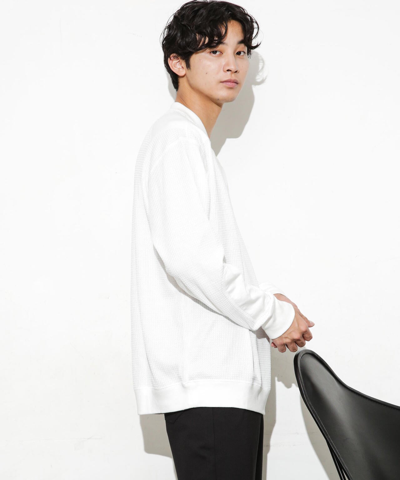 ワッフルリブパッチクルーネックTシャツ 6683223214