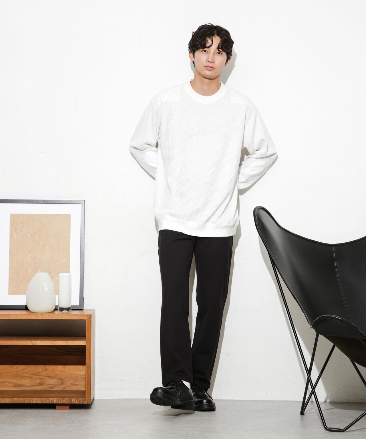 ワッフルリブパッチクルーネックTシャツ 6683223214