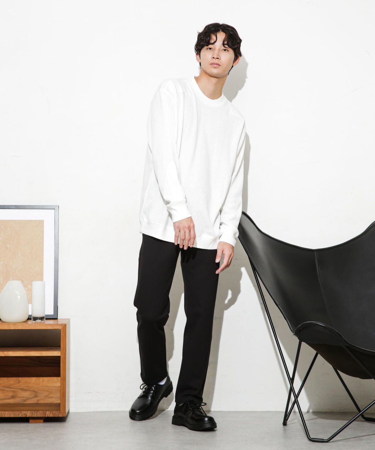 ワッフルリブパッチクルーネックTシャツ 6683223214