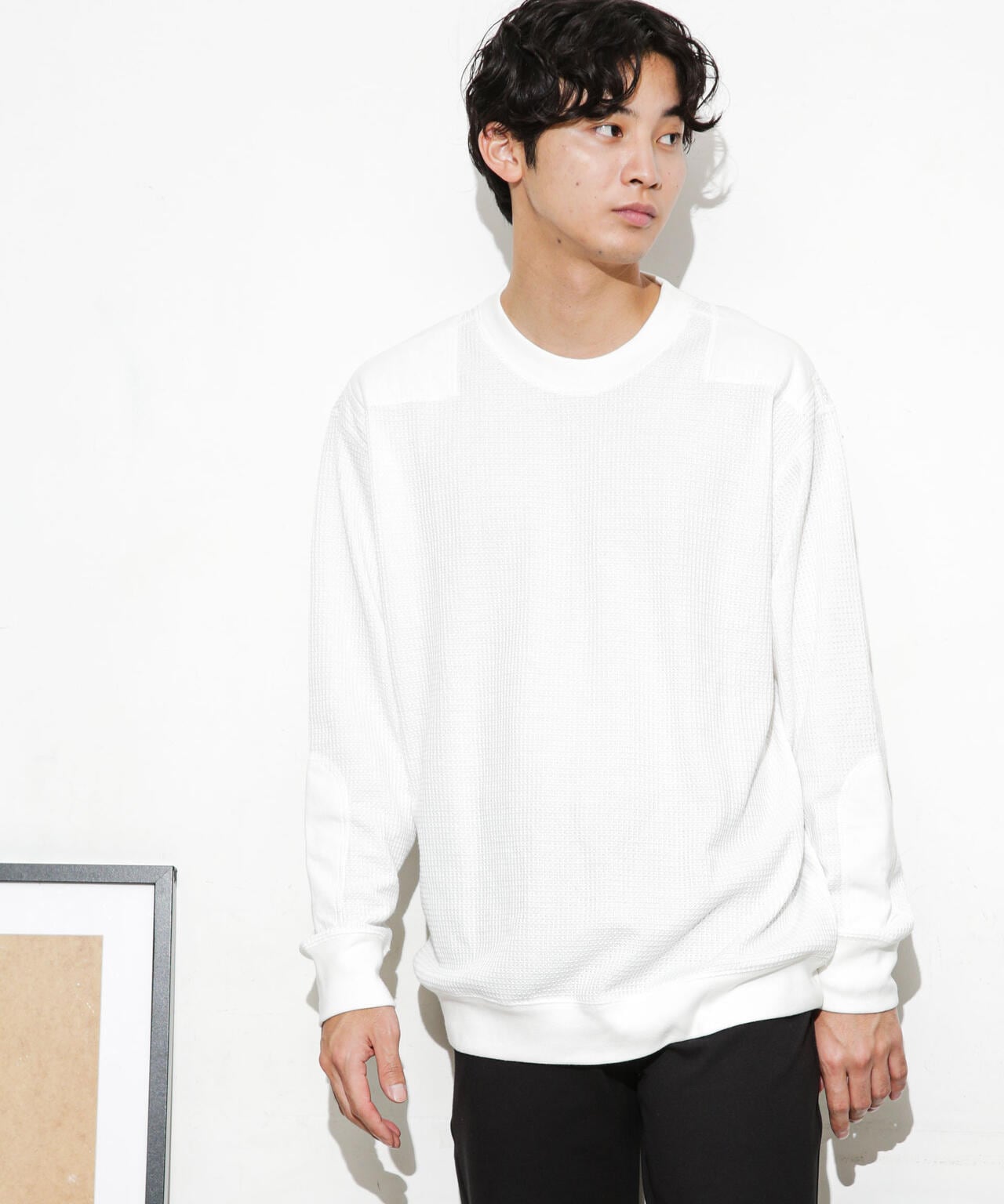 ワッフルリブパッチクルーネックTシャツ 6683223214