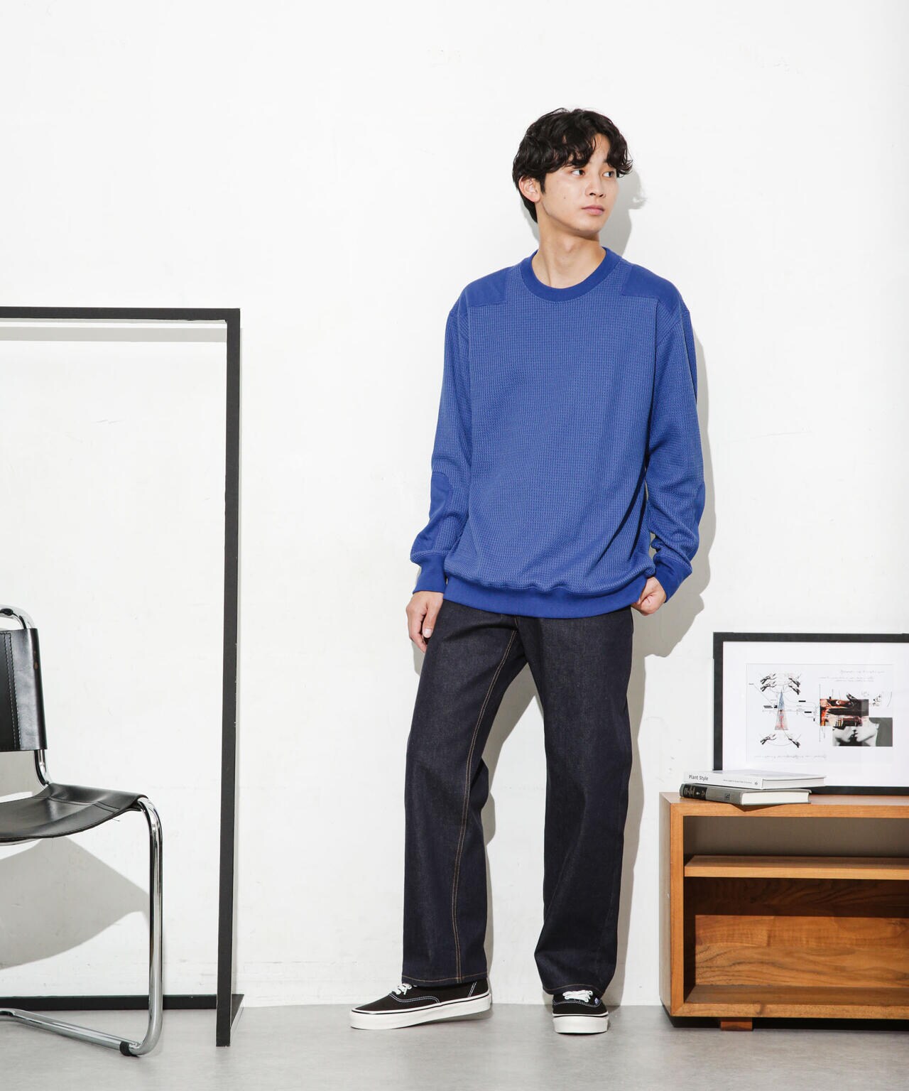 ワッフルリブパッチクルーネックTシャツ 6683223214
