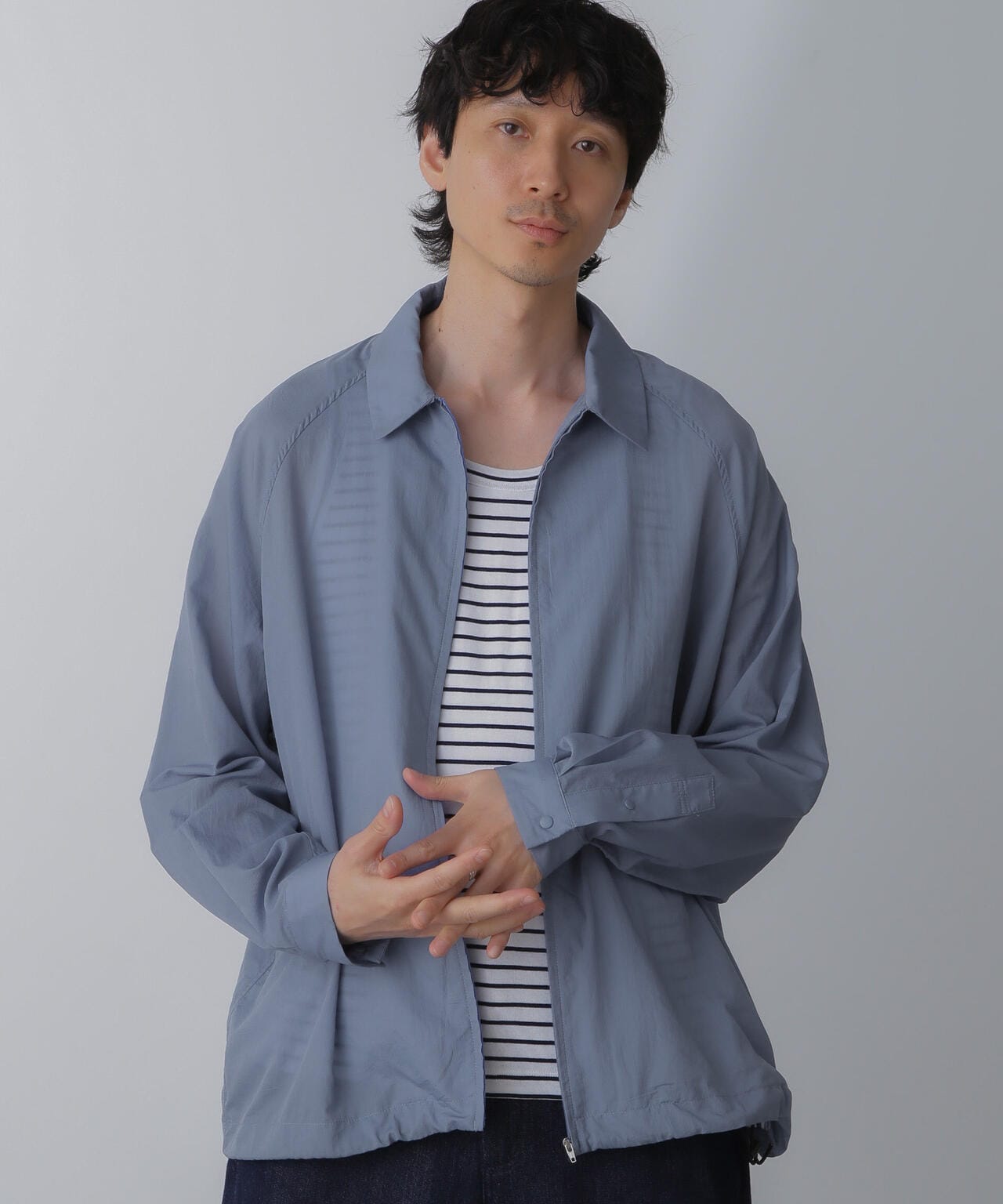 ナイロンジップアップシャツブルゾン 6684112217