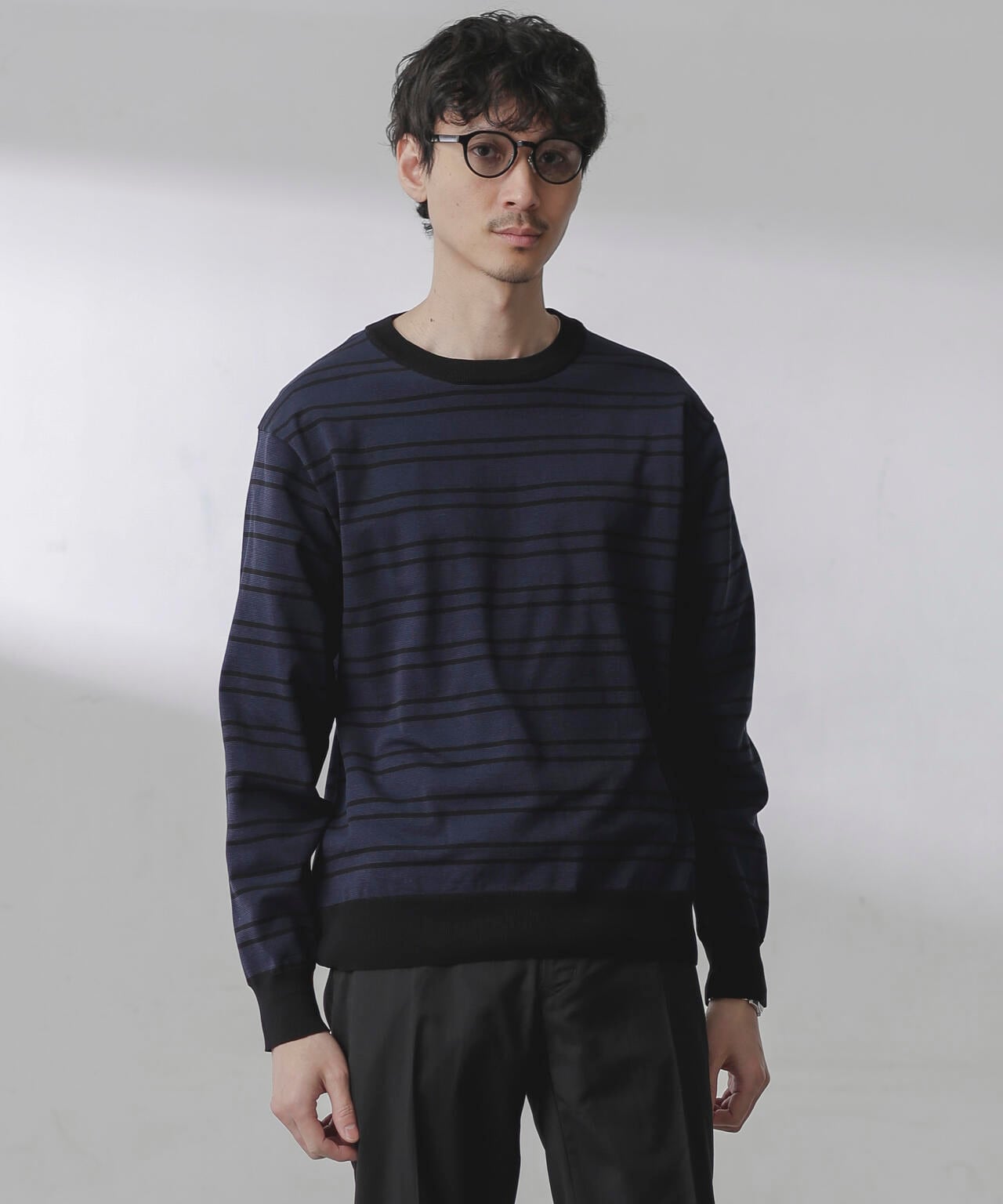 C/SORONA プレーティングボーダーニットTシャツ 6684122211