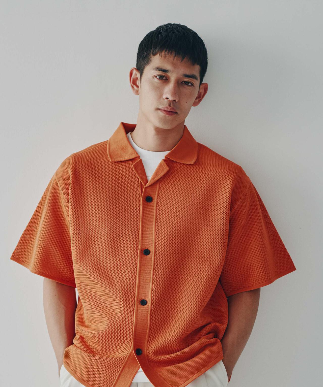 ポリメッシュリラックスオープンカラーニットシャツ 6684122228