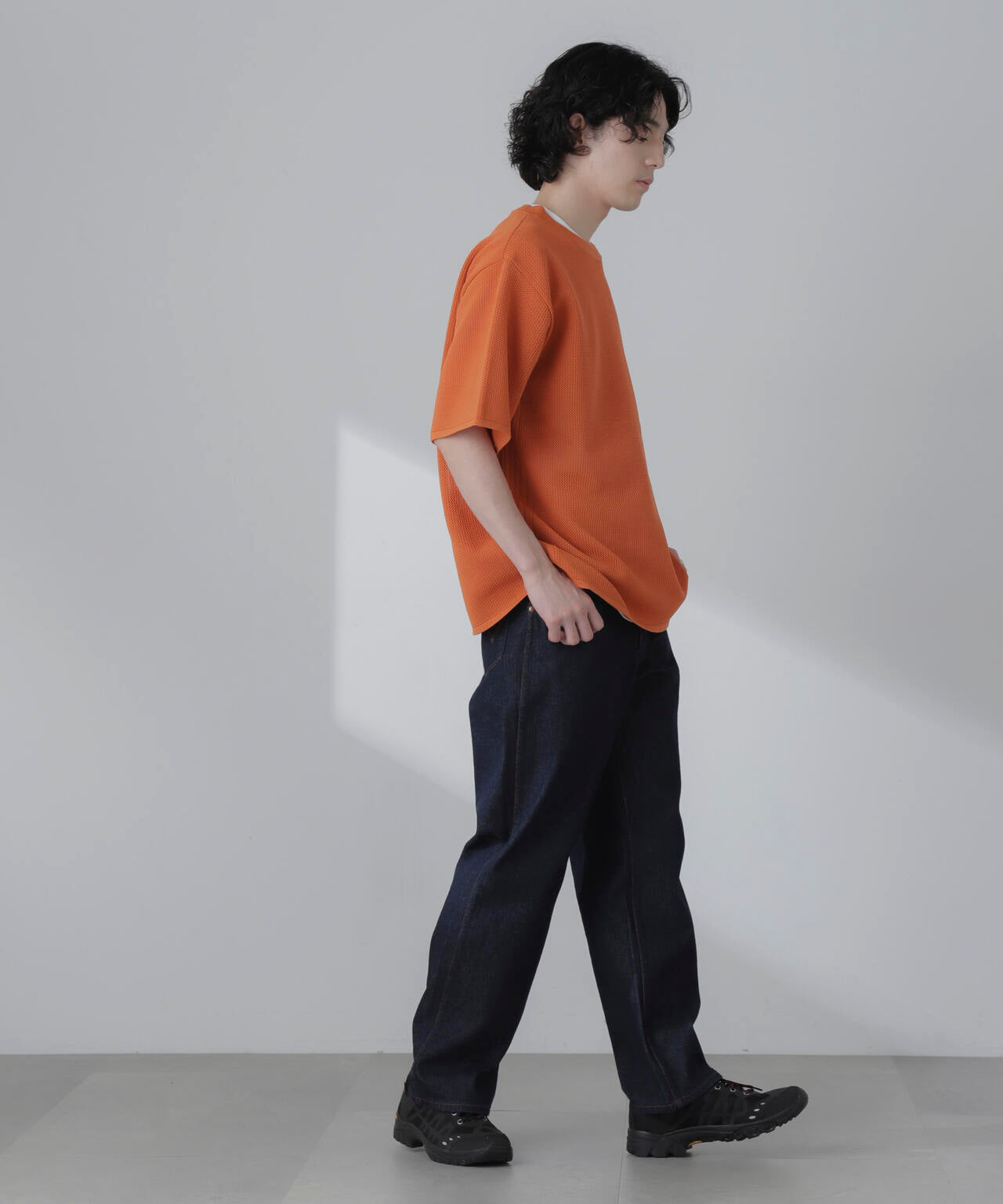 ポリメッシュリラックスクルーネックニットTシャツ 6684122230
