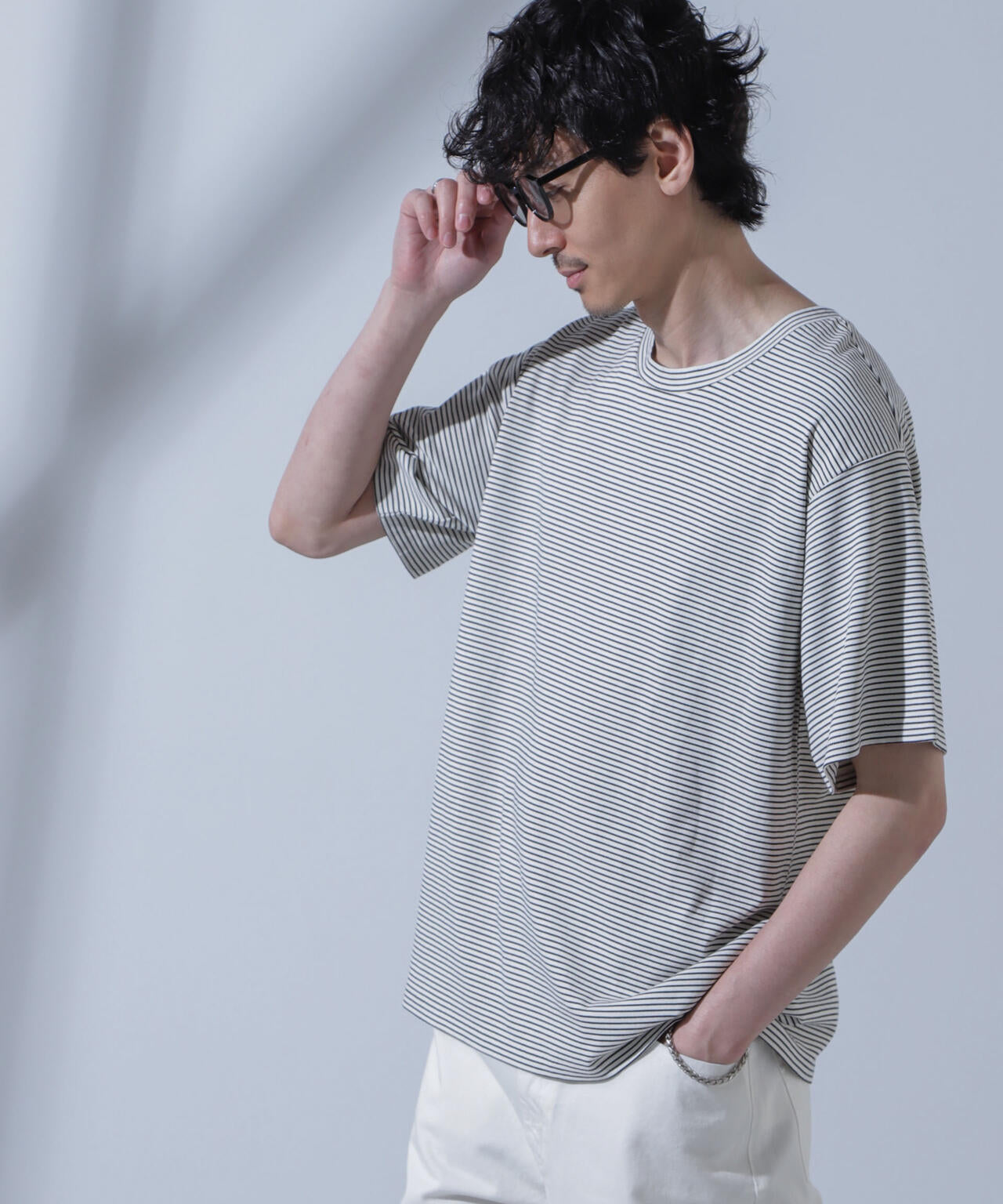 Anti Soaked(R) 汗染み防止 ピンボーダークルーネックTシャツ 6684124208
