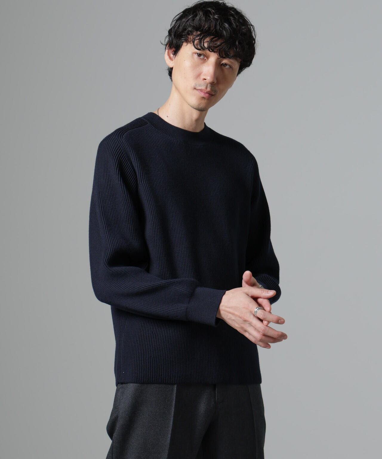 両畦スポンディッシュクルーネックセーター 6684222232