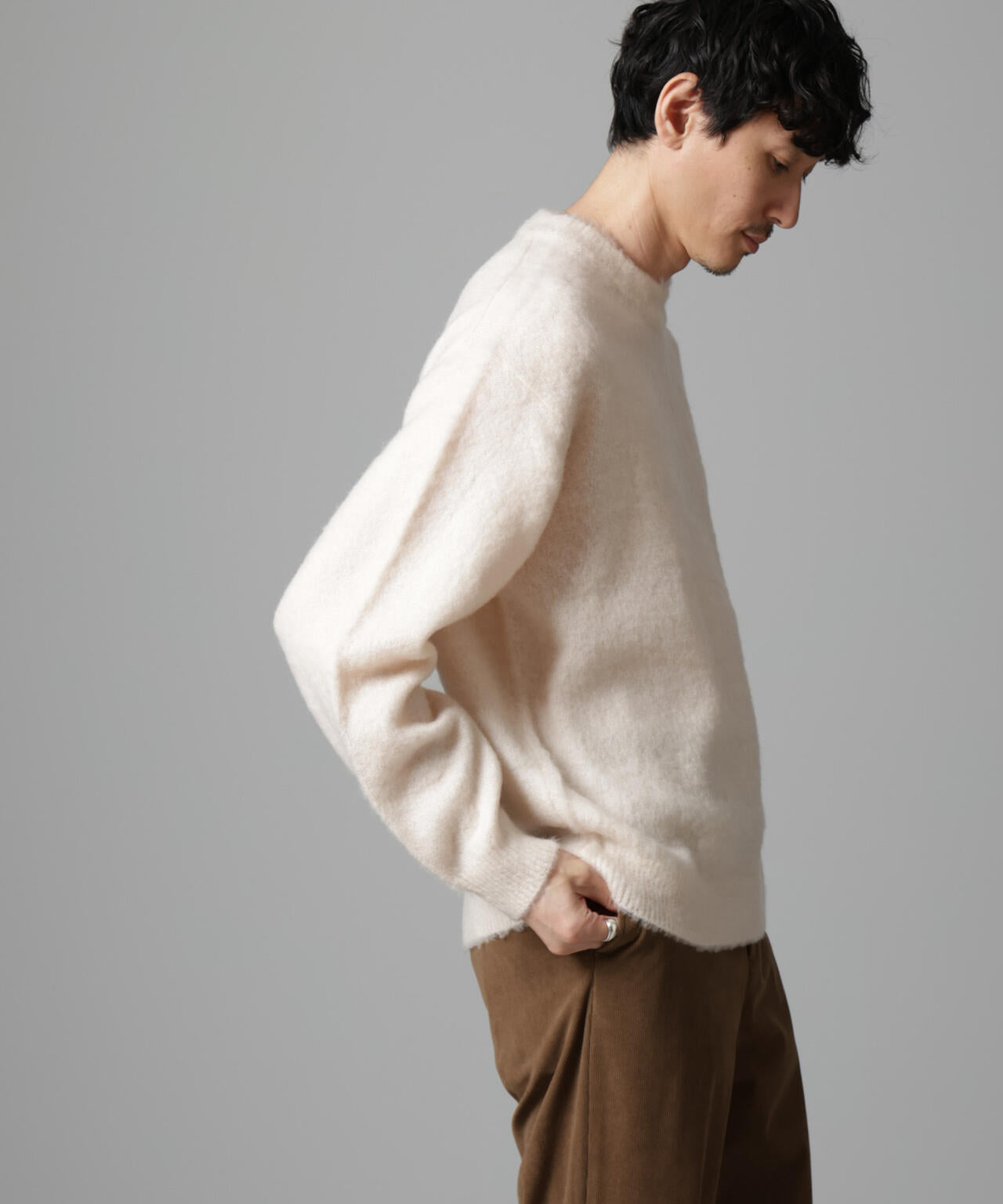 モヘヤブレンド起毛クルーネックニット 6684222257