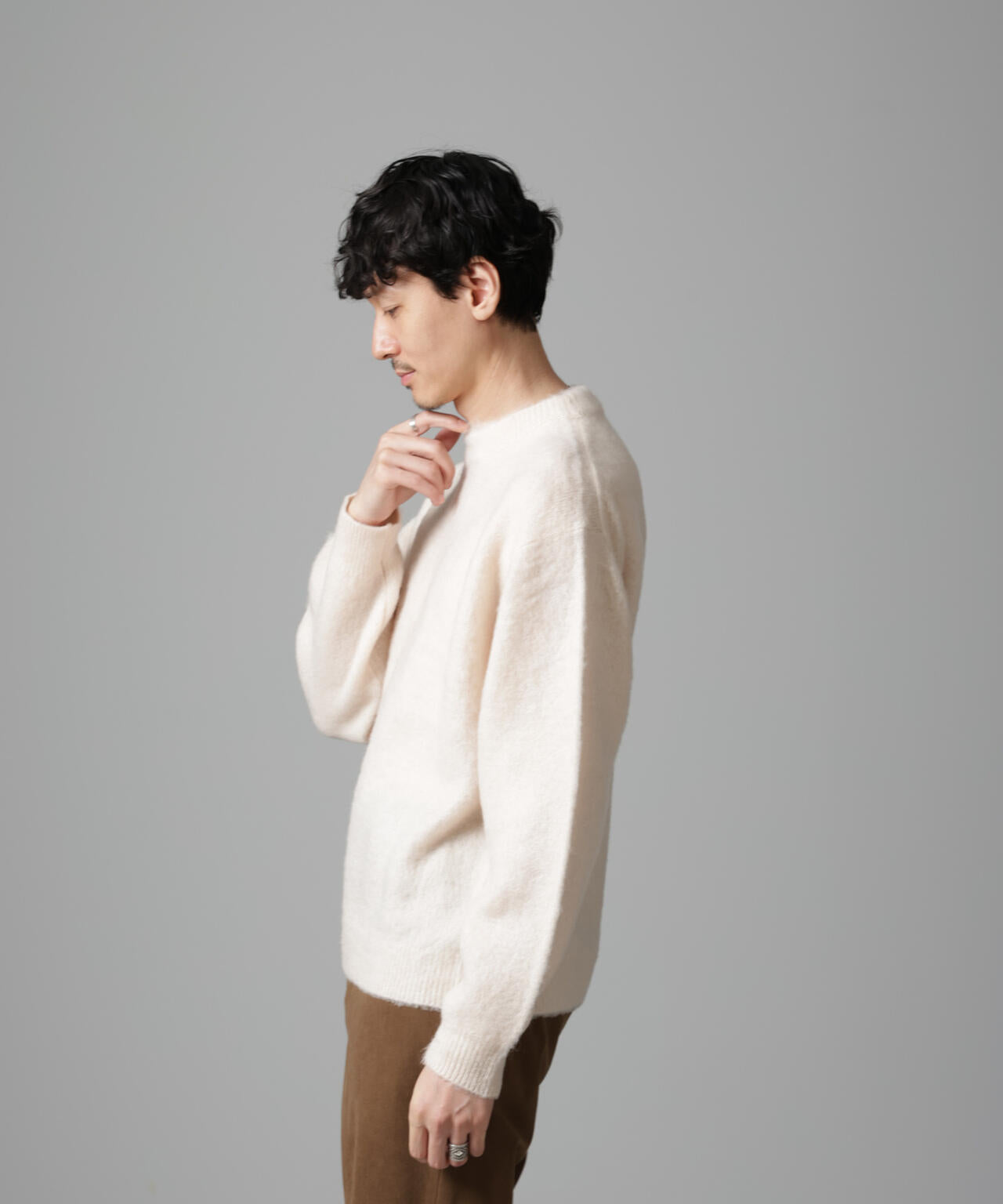 モヘヤブレンド起毛クルーネックニット 6684222257