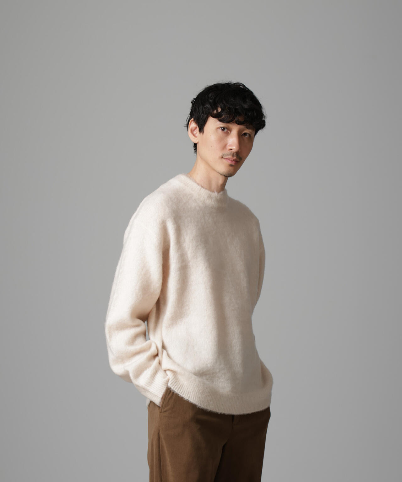 モヘヤブレンド起毛クルーネックニット 6684222257