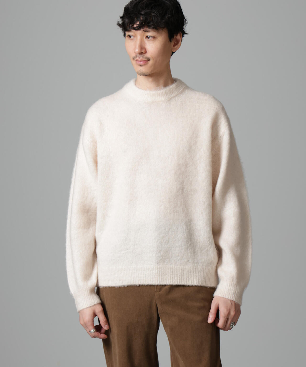 モヘヤブレンド起毛クルーネックニット 6684222257