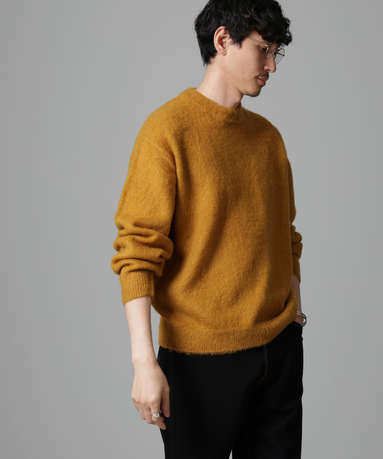 モヘヤブレンド起毛クルーネックニット 6684222257