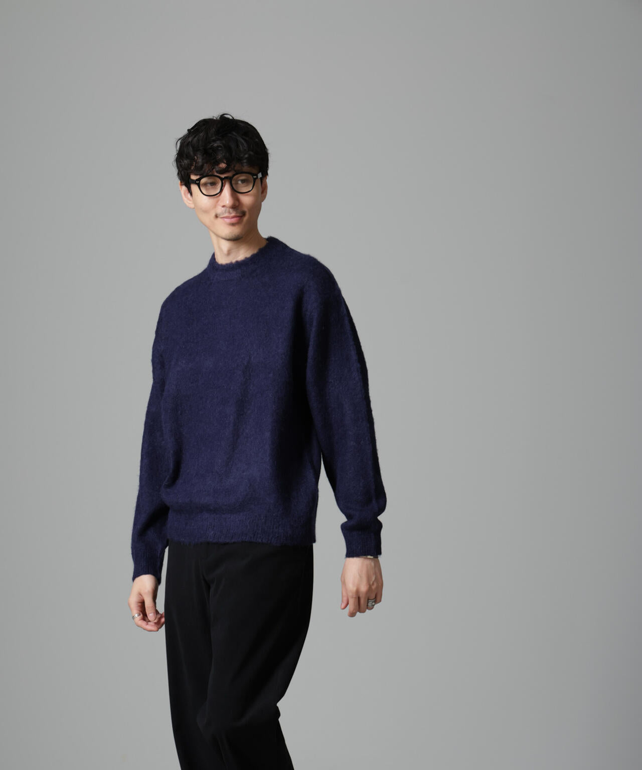 モヘヤブレンド起毛クルーネックニット 6684222257