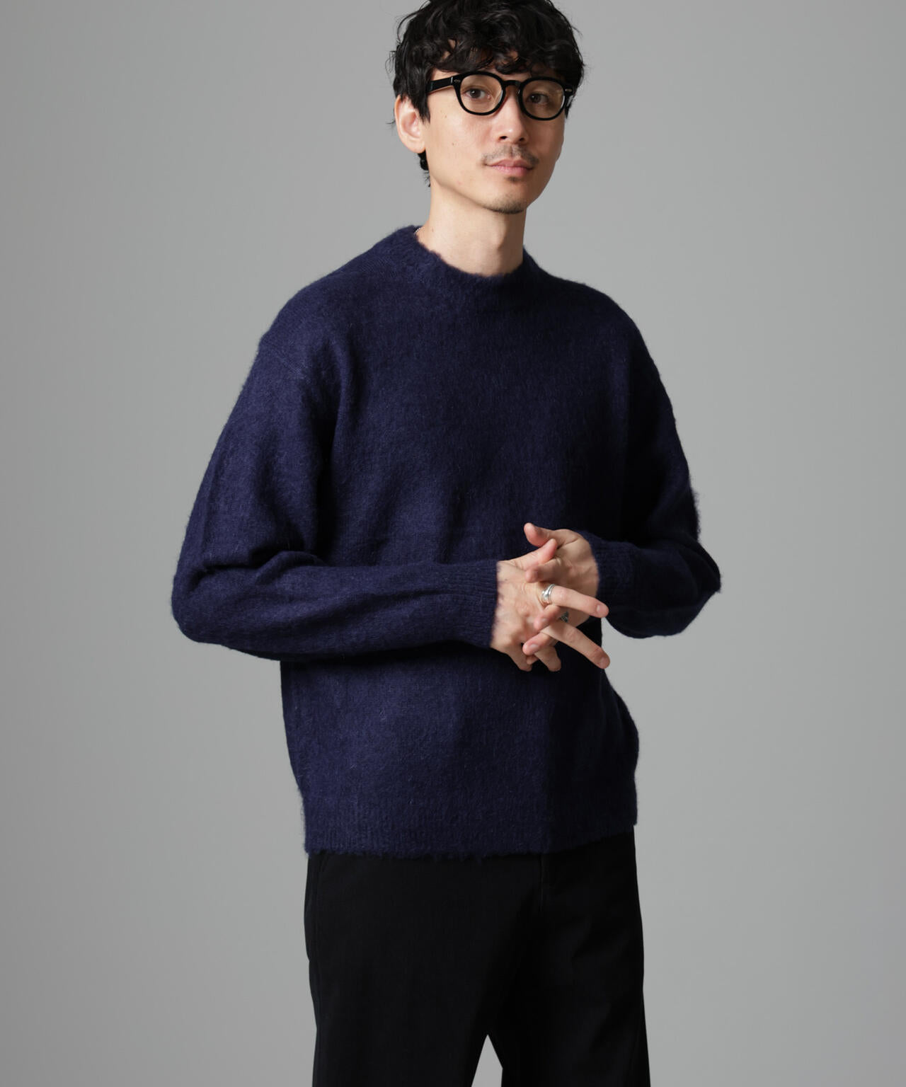 モヘヤブレンド起毛クルーネックニット 6684222257