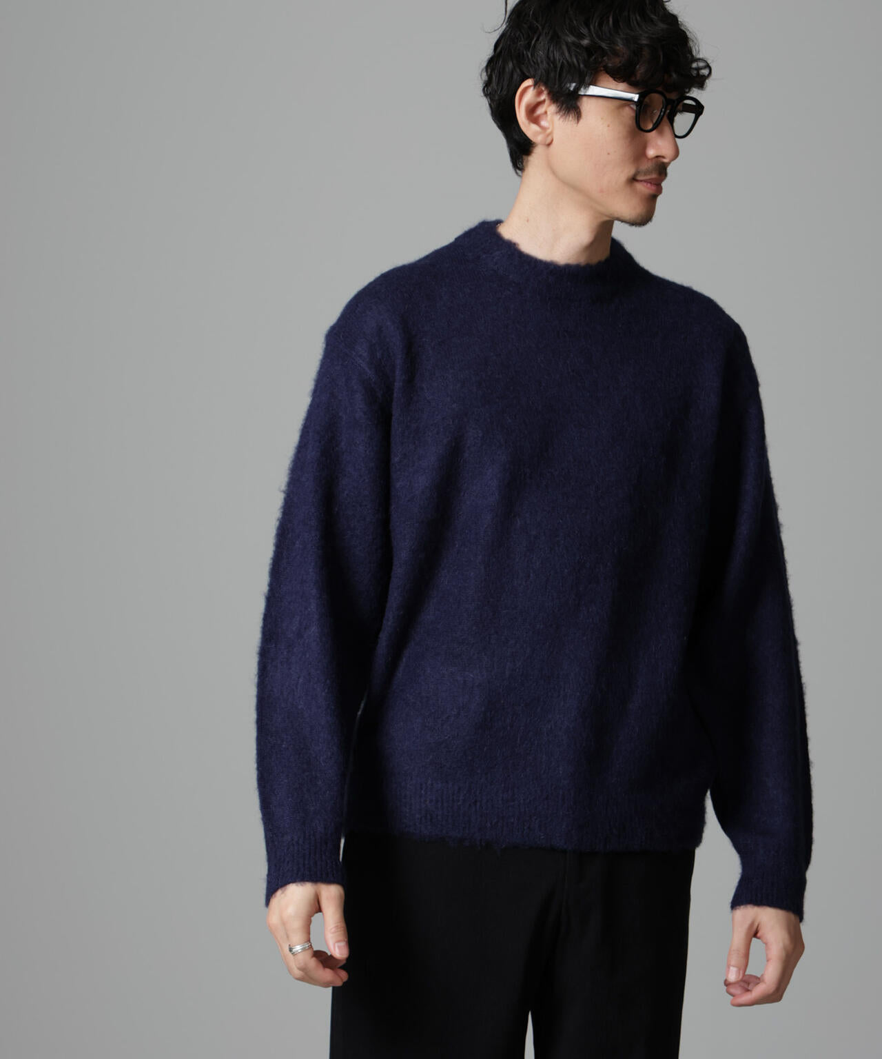 モヘヤブレンド起毛クルーネックニット 6684222257