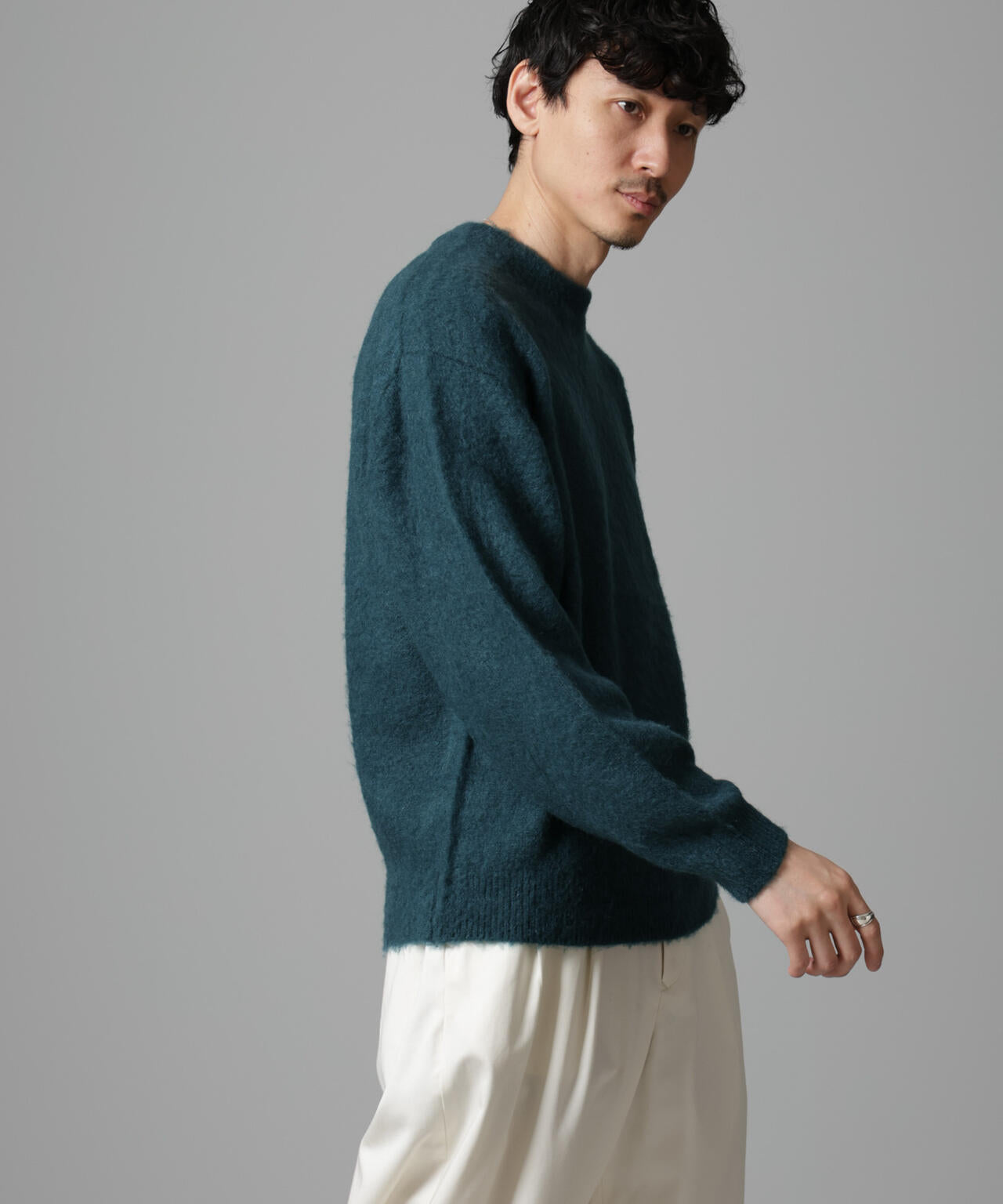モヘヤブレンド起毛クルーネックニット 6684222257