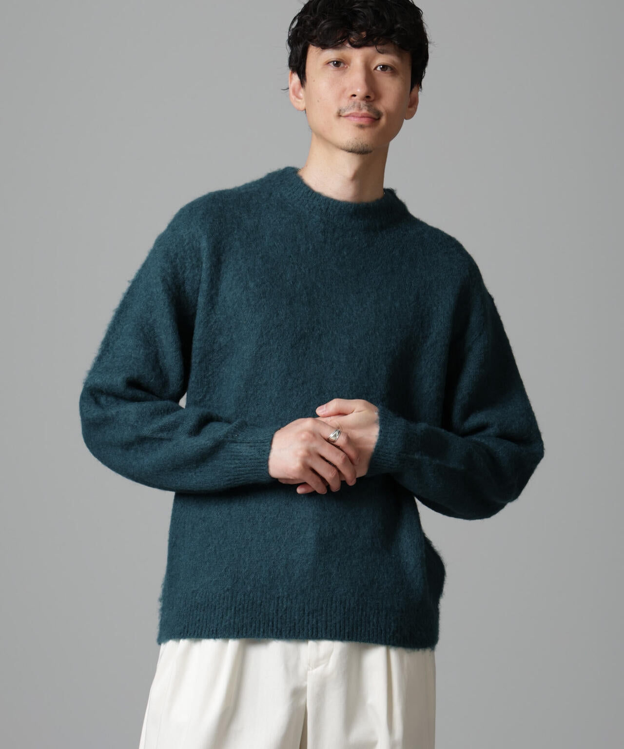 モヘヤブレンド起毛クルーネックニット 6684222257