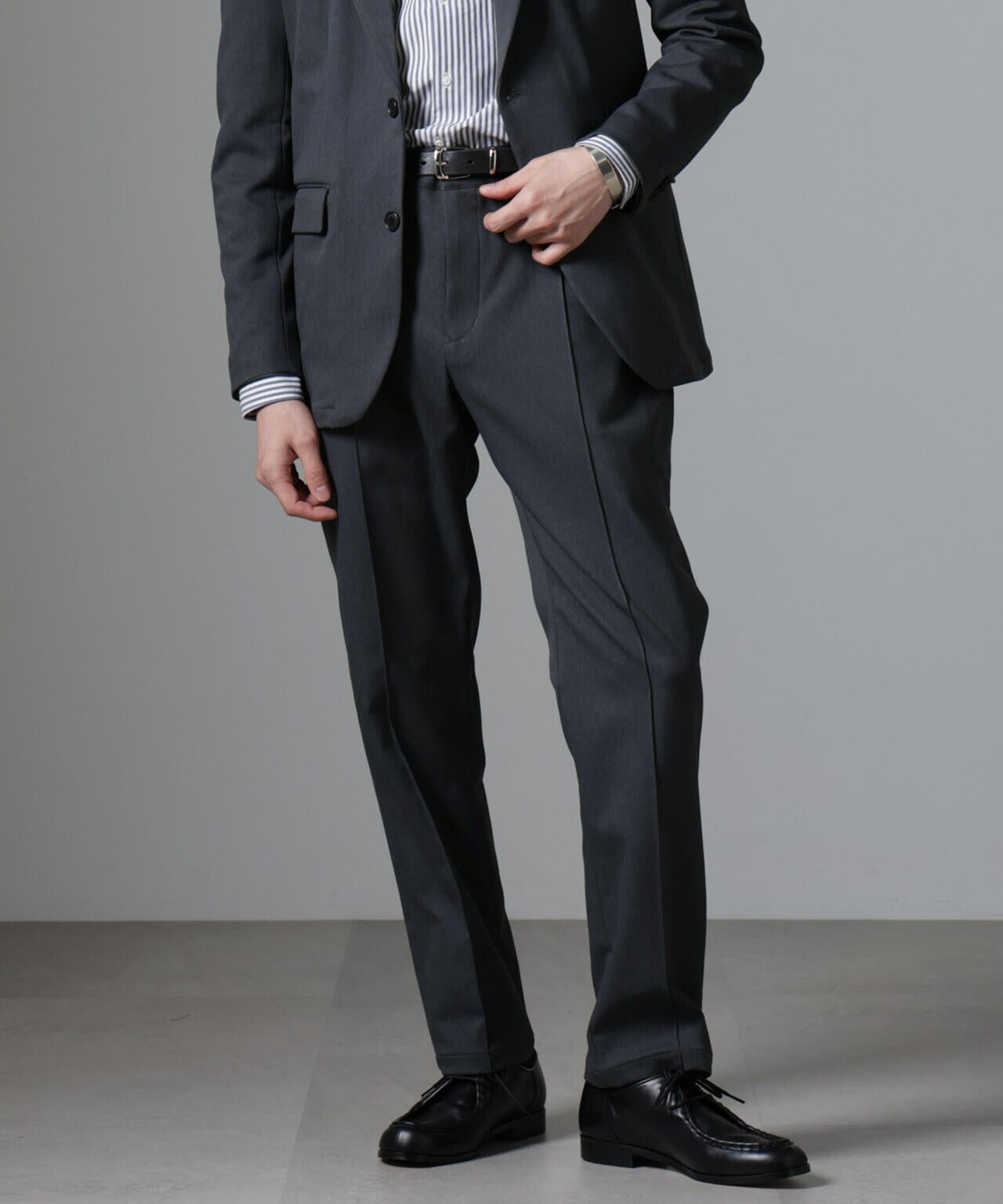 「N TROUSERS BASIC」CATINA(R)メランジ二重織ツイルストレッチパンツ(セットアップ可) 6684229204