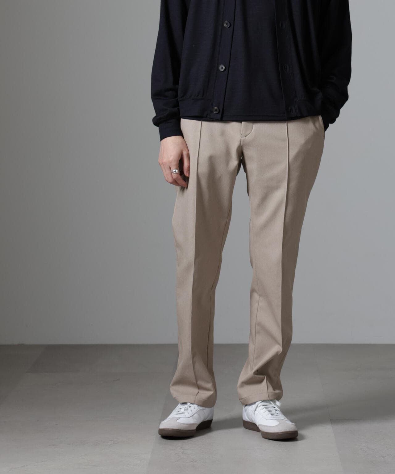 「N TROUSERS BASIC」CATINA(R)メランジ二重織ツイルストレッチパンツ(セットアップ可) 6684229204