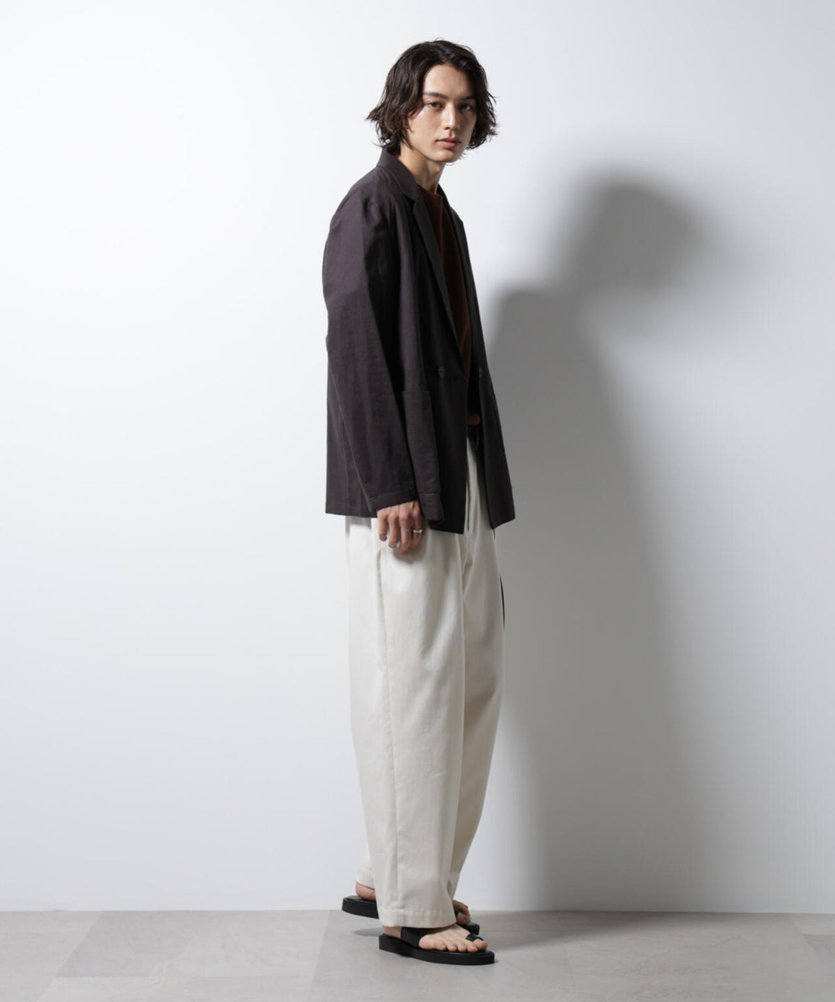 「BELGIUM LINEN FABRICS」リネンコットンダブルジャケット(セットアップ可) 6685116205