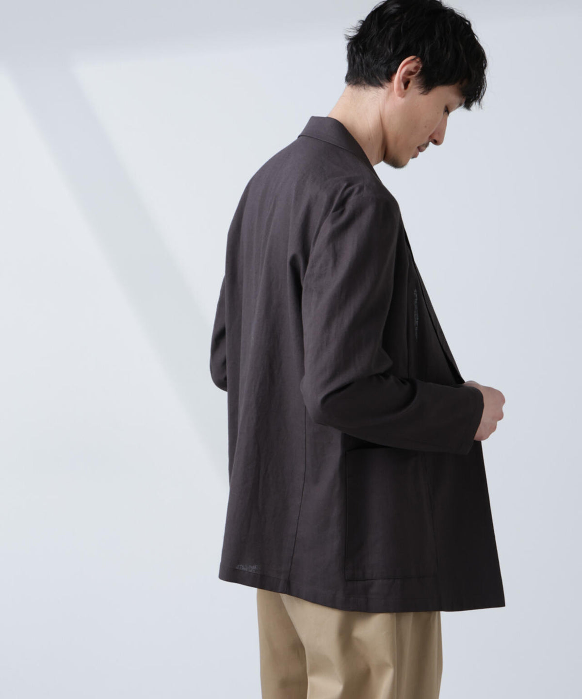 「BELGIUM LINEN FABRICS」リネンコットンダブルジャケット(セットアップ可) 6685116205